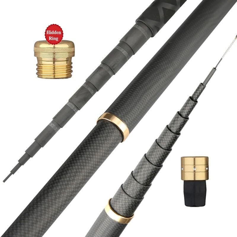 Canna da Pesca a Mano in Fibra di Carbonio Dura Super Leggera | Canna da pesca telescopica 2,7 M-10 M