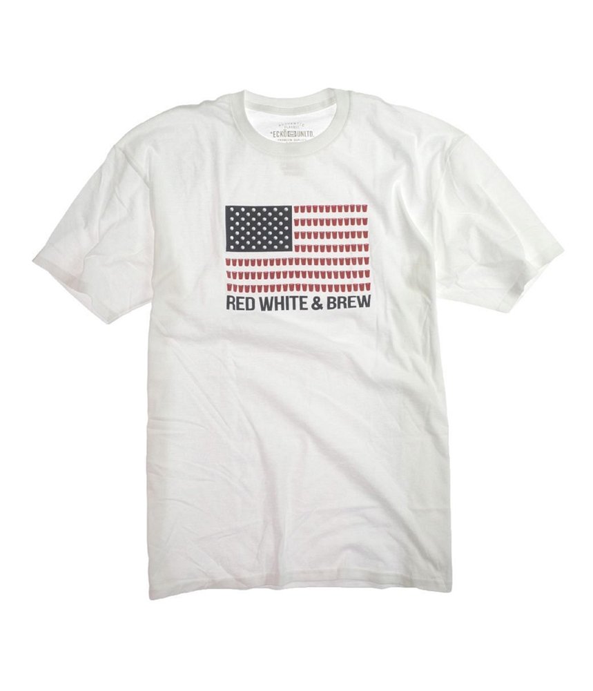 Ecko Unltd.Mens White And Brew Graphic T-Shirt