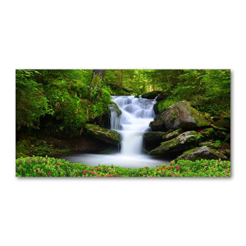 Dosseret en verre 140x70cm vert paysage de forêt pour fond de hotte de cuisine