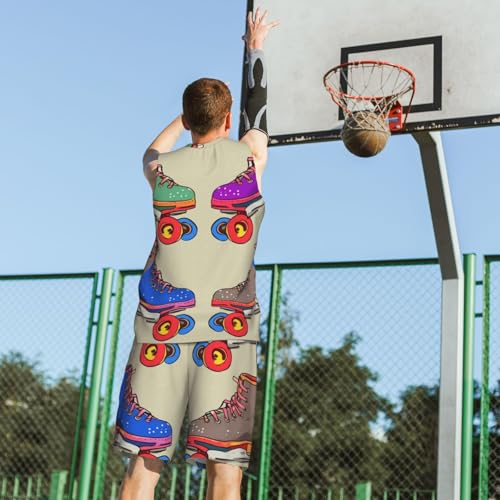 Maillot de basket-ball rétro coloré homme ensemble 2 pièces