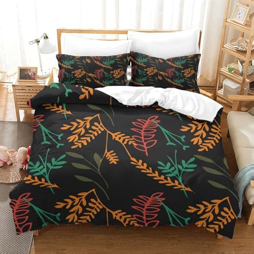 Housse de couette imprimée 3D feuilles d'automne design botanique - 3