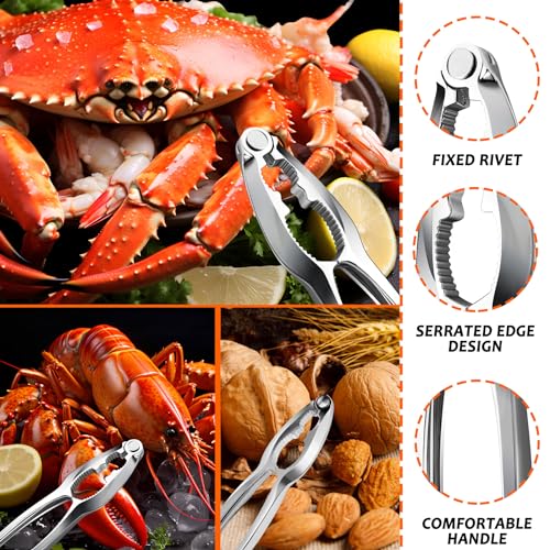 Seafood Crab Crackers and Tools, 21 Pcs Crab Leg Crackers, Nut Cracker Set, Seafood Tools Include 5 Crab Crackers, 5 Lobster Shellers, 5 Crab Leg Forks, 5 Seafood Scissors, mobzio Crab Legs Utensils