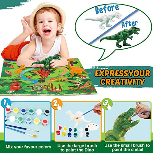HOMOFY Dinosaur Painting Kit for Kids STEM Dinosaurs Toys Kids Crafts and Arts Set DIY Easter Paint Dinosaur Animal Set Art and Craft Supplies Creativity Gifts Toys for 6 7 8 9 Years Old Boys Girls