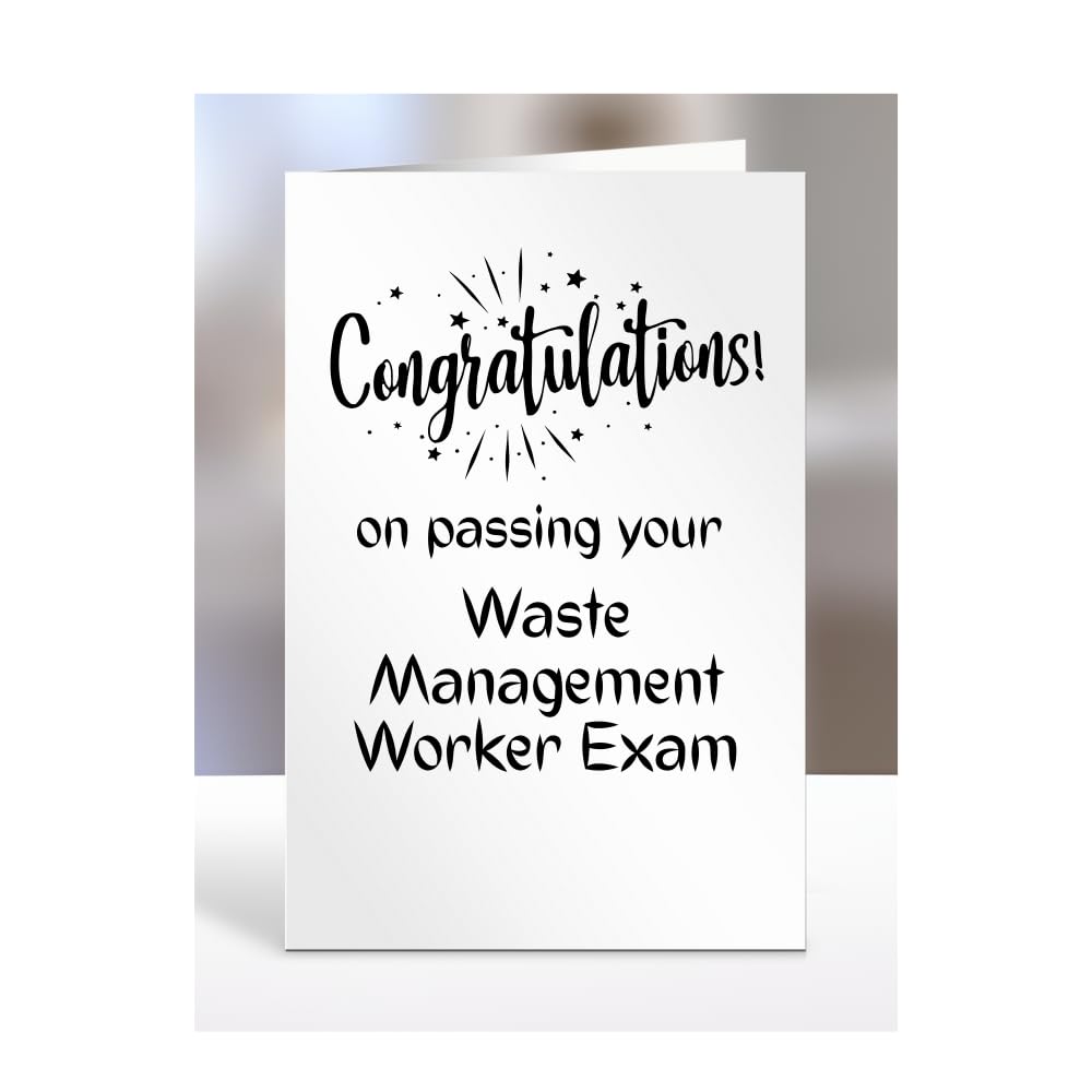 Congratulations on passing your Waste Management Worker exam card, gifts for men, women, friend, colleague, boss, manager, presents for christmas, A5-244c_290
