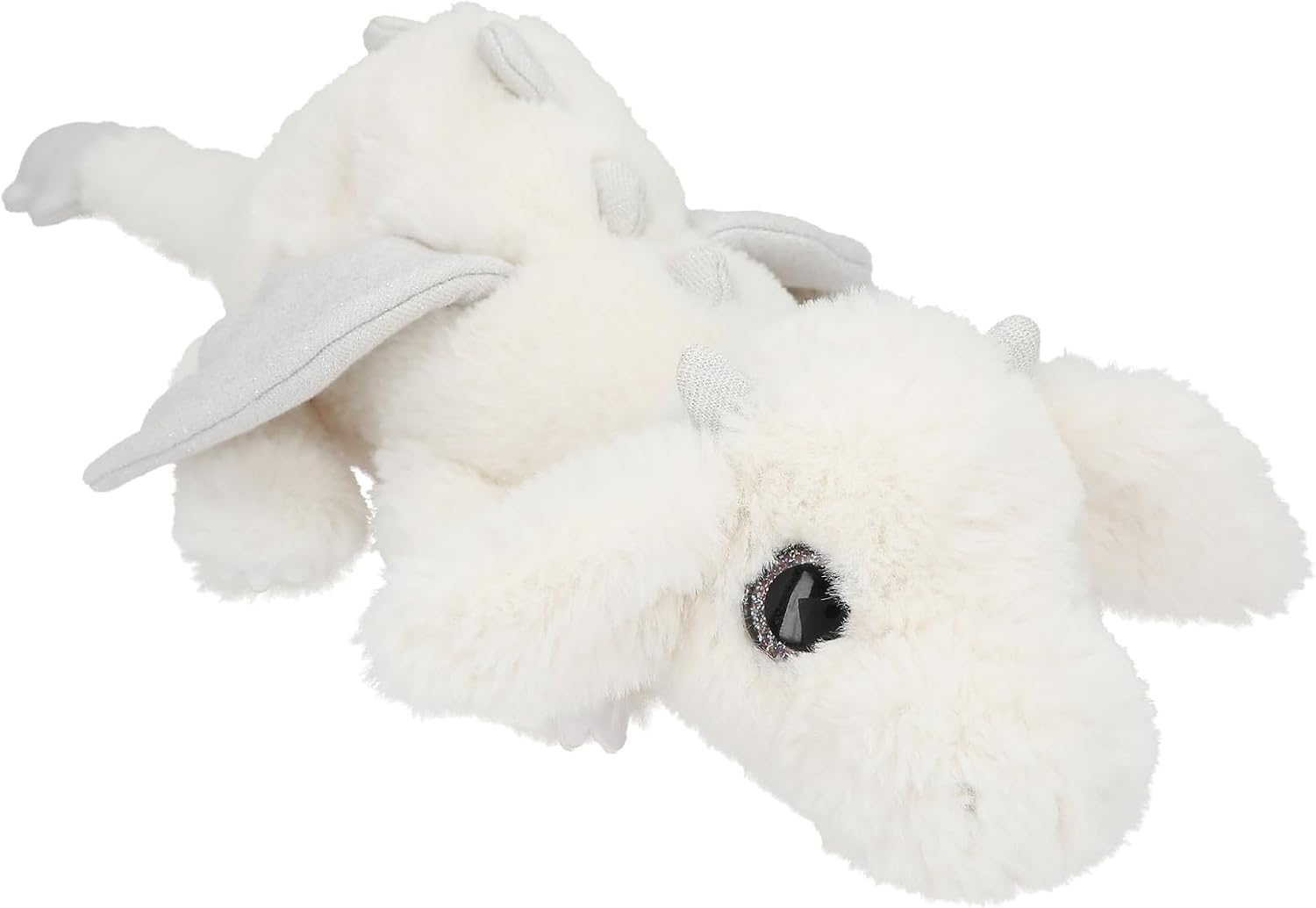 Depesche 13864 Snukis Cuddly Toy Dragon in White with Soft Fur and Silver Glitter Eyes Approx. 20 cm Plush Toy
