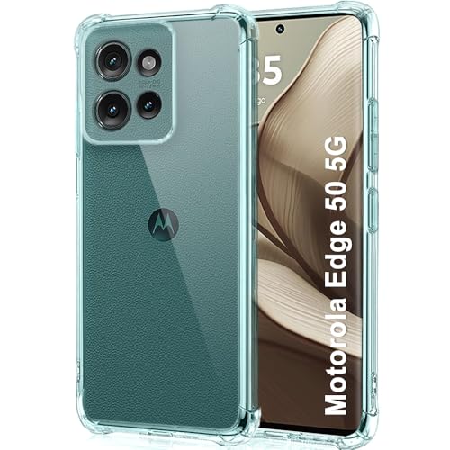 Image of TheGiftKart Crystal Clear Back Cover Case for Motorola Moto Edge 50 5G | Shockproof Soft TPU Case | Cushioned Edges for Ultimate Protection Back Cover Case (TPU, Transparent)