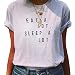 YITAN Women's Casual Graphic Tees Summer Printed Short Sleeve Cute Funny T Shirts White Small