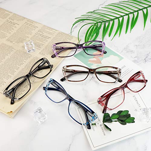 Image of VisionGlobal 5 Pairs Reading Glasses with Spring Hinge, Blue Light Blocking Glasses for Women /Men