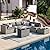 VONZOY 8 Piece Patio Furniture Set with 44" Fire Pit Table, Outdoor Sectional Wicker Rattan Sofa Set with Coffee Table (Grey/Grey)