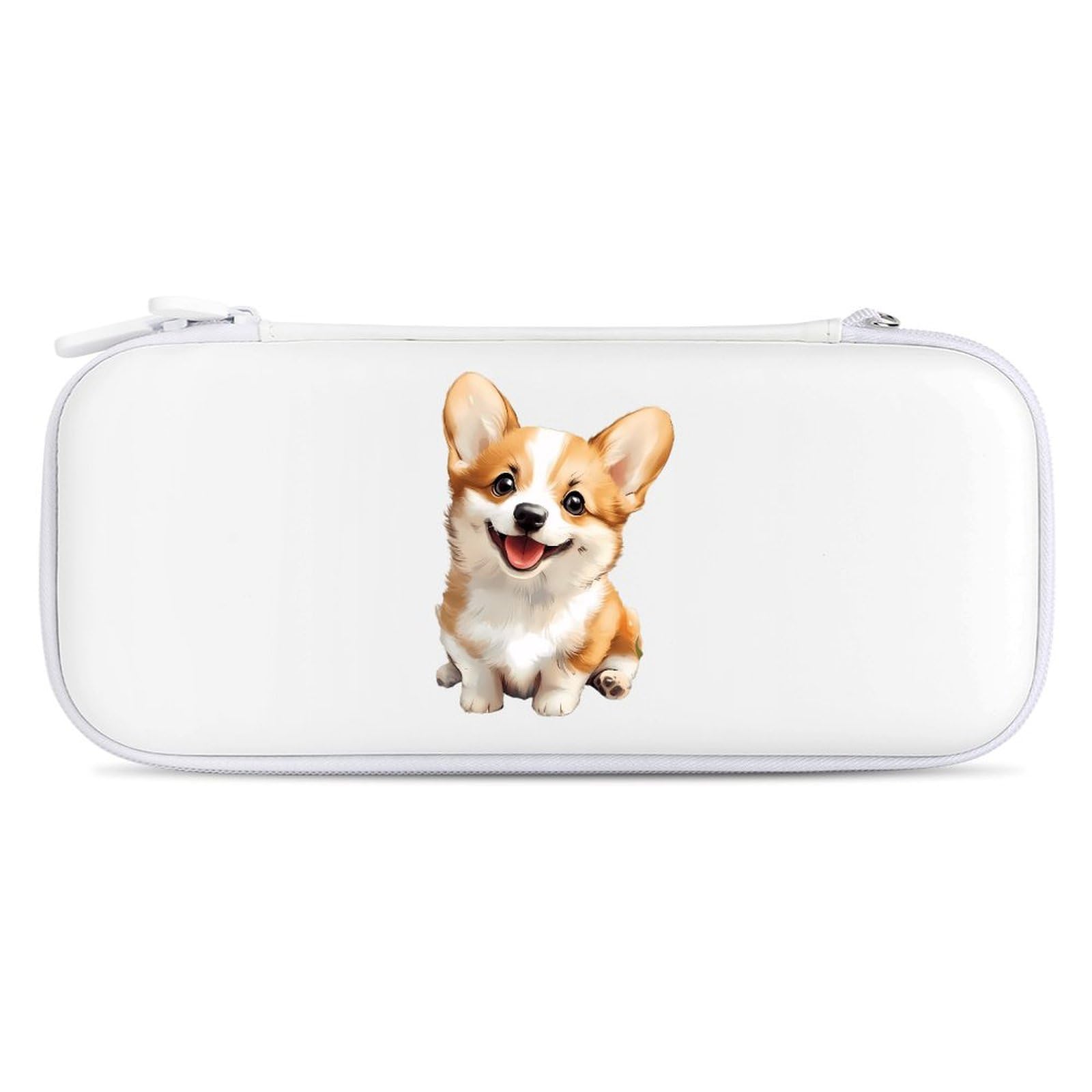 Cute Corgi Dog Compatible with Switch Carrying Case Hard Travel Game Bag Pouch with 15 Games Accessories White-style