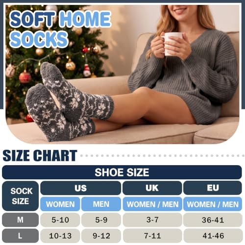 Image of Fuzzy Slipper Socks Thick Fluffy Warm Winter Cozy Plush Soft Sleep Home Socks for Women Men