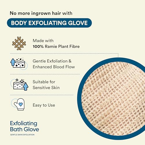 Bloom Exfoliating Bath Glove | (1 glove) | Exfoliating Gloves to Reduce Ingrown Hair & Strawberry Legs | 100% Ramie Fabric | Gently Removes Dead Skin Cells | For Sensitive Skin - Image 4