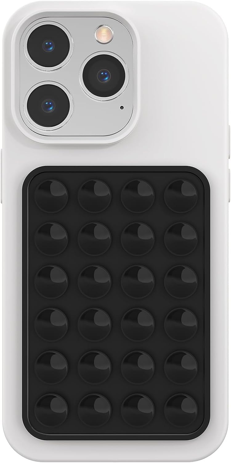 Suction Cup Mobile Back Cover Case Compatible with iPhone,Smartphone, Anti-Drop Silicone Grip Case with Strong Suction Pads, Shockproof Protective Phone Cover for Selfie & Video Recording-Black-image-26