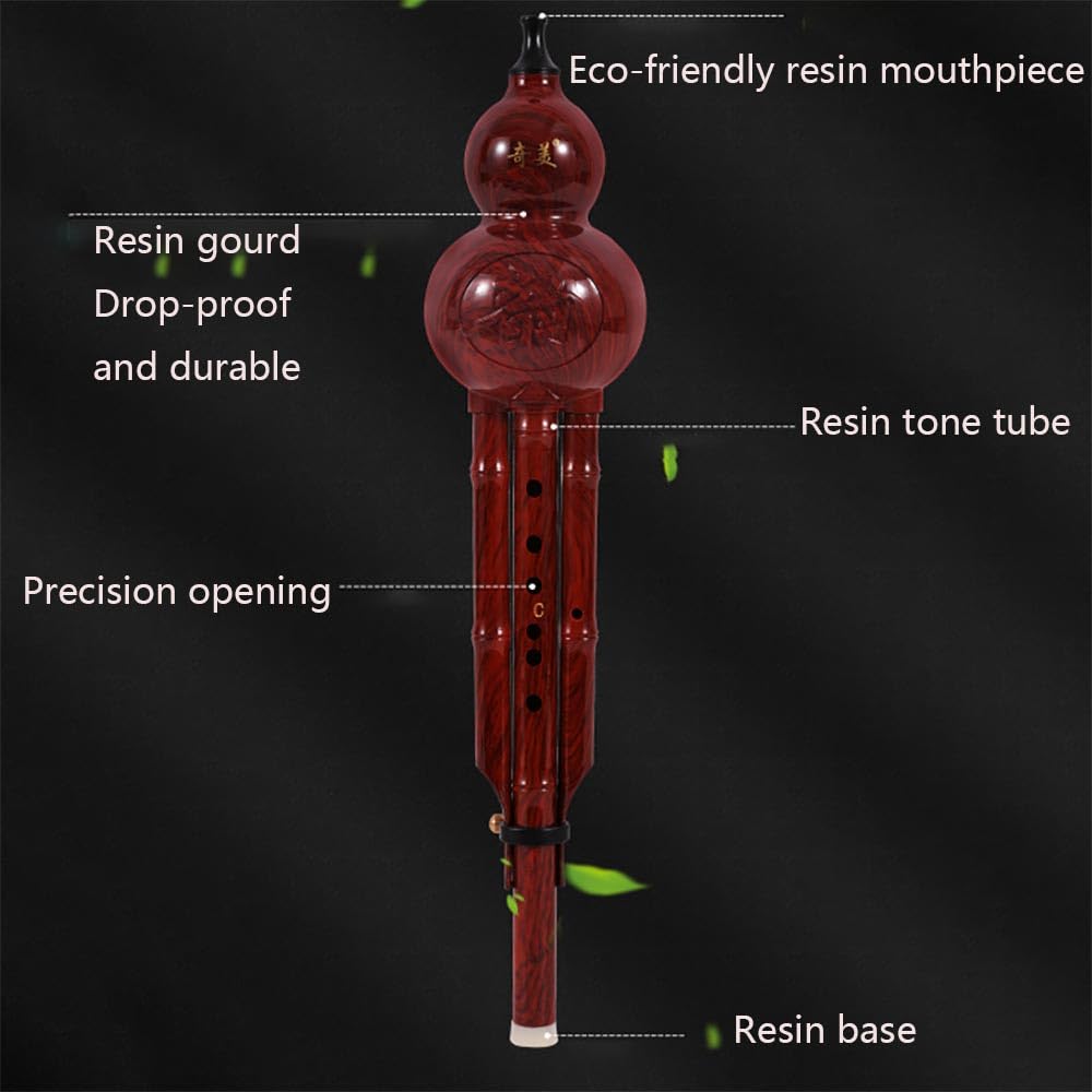 Redwood Hulusi Instrumento musical tradicional chino Principiante Caja Set B clave plana Hulusi Curcubit Chino Calabaza Flauta
