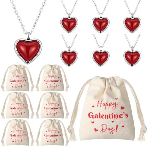 6 Sets Galentines Day Gifts Bulk for Friend Women Heart Necklaces...