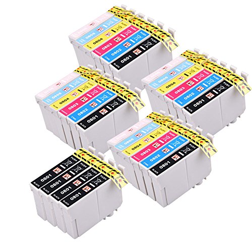 PerfectPrint Compatible Cartouche d'Encre de remplacement pour EPSON STYLUS PHOTO P50 R265 R285 R360 Rx-560 585 Px-650 660 700 W 710 W 720 WD 730 WD T0807 (Noir/cyan/magenta/jaune/Light-cyan/Light-magenta, 14-pack)