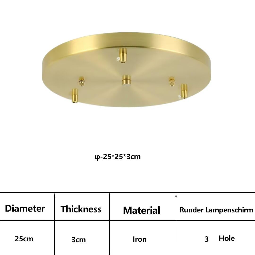 Złota 25 cm okrągła róża sufitowa - 3-drożna wisząca oprawa oświetleniowa baldachim metalowy żyrandol akcesoria do lamp wiszących stylowa osłona z drutu do opraw sufitowych