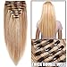 Produktbild Clip in Extensions Echthaar Remy Haarverlängerung für komplette Haare 8 Tressen Doppelt Dicke 30cm-110g(#18/613 Hellgoldblond/Hell-Lichtblond)
