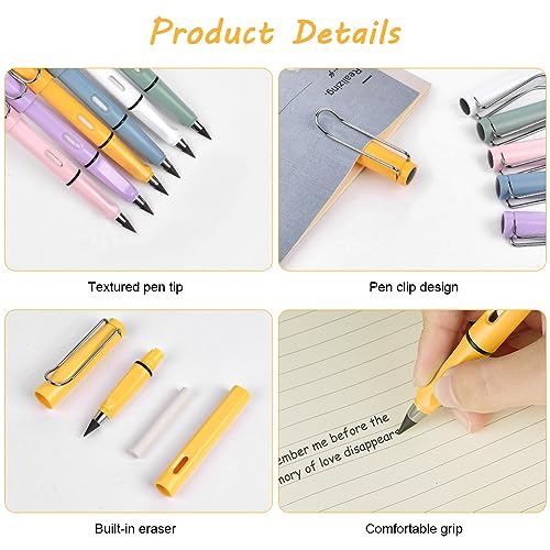 OFFCUP 6 PCS Inkless Pencil, Infinity Pencil with 6pcs Replacement Nibs and 2pcs Eraser, Reusable Everlasting Pencils - Image 3
