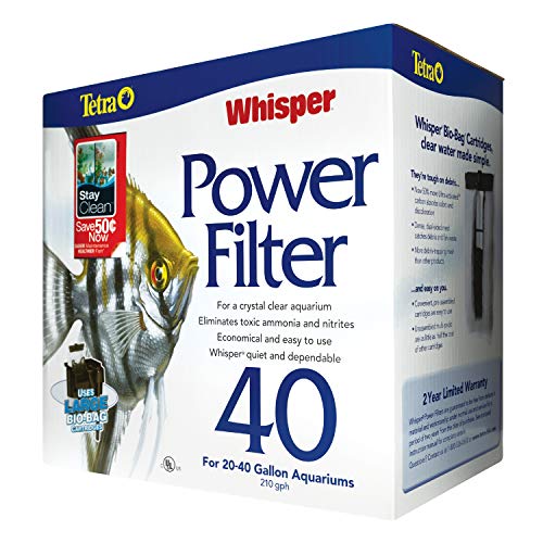 Image of Tetra Whisper Power Filter for Aquariums, 3 Filters in 1, Black & Gray, Up to 40-Gallons (Pack of 12)