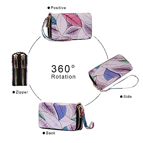 Image of XEYOU Double Zipper Long Clutch Wallet Cellphone Wallet for Women with Removable Wristlet Strap for Credit Card, Cash, Coin, Bill