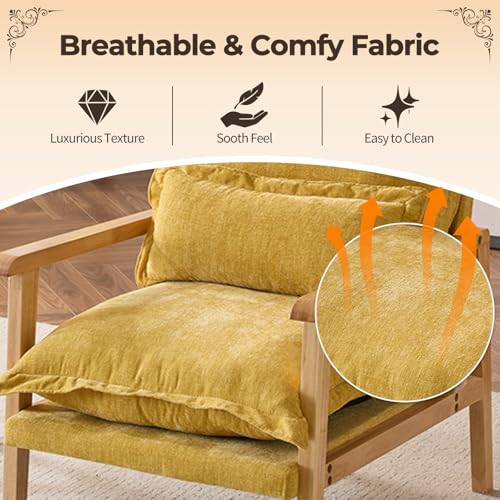 Sillón Chenille con almohada lumbar Amarillo miniatura 5