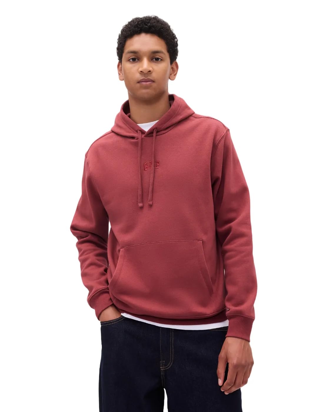 

                                                    GAP Mens Mini Logo Relaxed Pullover Hoodie Red Cla