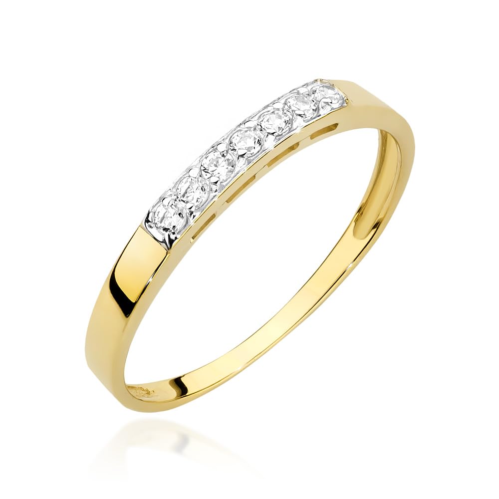 MARKO Feiner Damenring aus Gold 333 (8 Karat) mit Zirkonia-Reihe – eleganter, zeitloser Bandring, ideal auch als dezente Ehering-Alternative