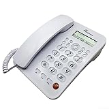 Teléfono con cable habilitado para identificación de llamadas con sistema de respuesta digital integrado y funciones de llamada en espera para un uso fácil (blanco)