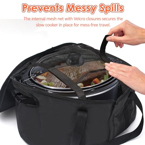 Portable-Slow-Cooker-Travel-Bag-Insulated-Carrier-Case-for-Most-4-5-6-7-8-Quart-Crock-Internal-Mesh-Net-Holds-Pot-in-Place-Slow-Cooker-Carrier Portable Slow Cooker Travel Bag Insulated Carrier Case for Most 4 5 6 7 8 Quart Crock Internal Mesh Net Holds Pot in Place Slow Cooker Carrier