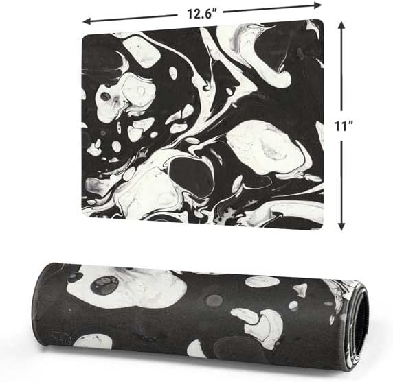 Skinit Small Gaming Mouse Pad - Marbleized Black Design with Stitched Edges, Waterproof, Non-Slip Rubber Base, Desk Mat for Keyboard & Mouse