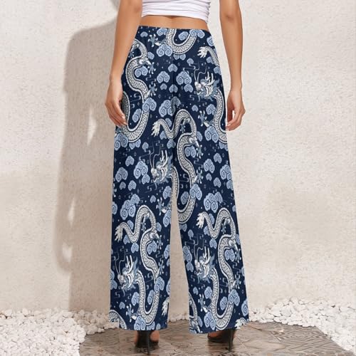 Dragon A Palazzo Pants for Women, Comfy Womens Wide Leg Baggy Pants, Casual Lounge Pants for Women4