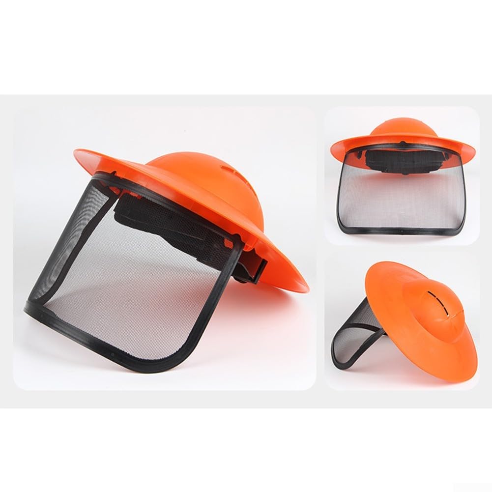Visiera di sicurezza in rete anti-appannamento per falciatura del prato per lavori con motosega, fascia regolabile, materiale PP PVC, diametro 35 cm (C)
