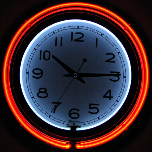 Trademark Home Collection 14 Inch Double Ring Neon Clock Orange Outer White Inner #TOP1