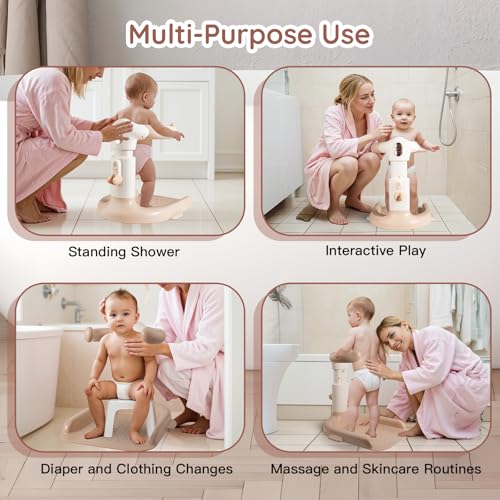 Image of Baby Shower Stand 2025 Upgraded, Ergonomic Baby Standing Bath Support, Freely Adjustable Toddler Shower Stand, Anti-Slip Baby Bath Stand Toddler Bathtub for Shower, Ideal Gifts for Infants