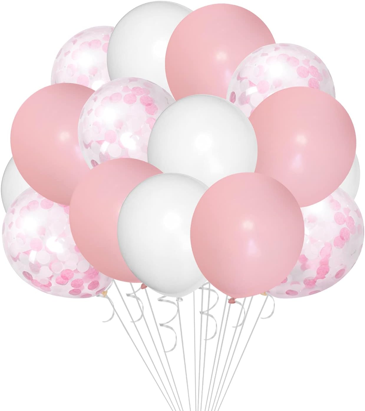 FindFun 12'' Pink Confetti Balloons for Girl Baby Shower Party Decoration (Pack of 15) (Pink)