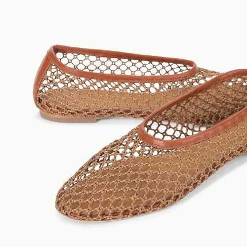 Mesh Ballet Flats for Women Breathable Comfortable Round Toe Pull-On Stylish Dating Shoes Lightweight Everyday4