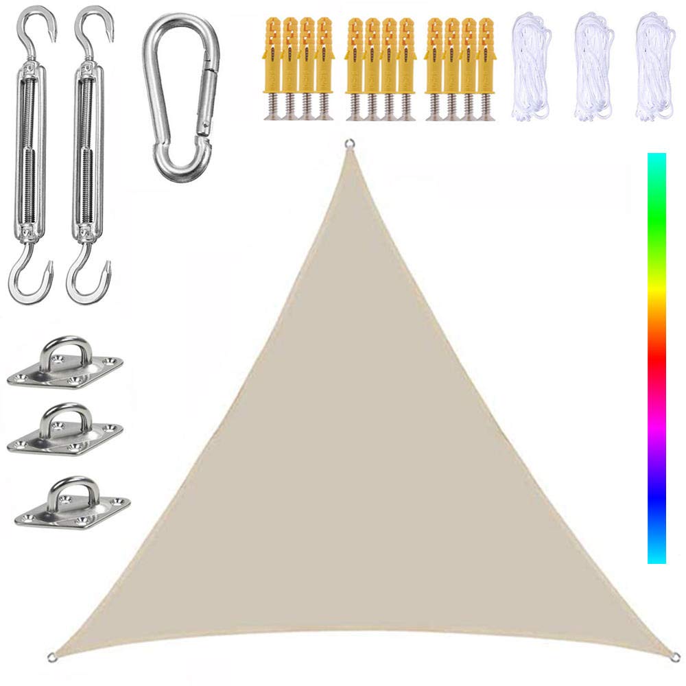 FYJHRR 2 x 2 x 2 m triangle sun sail garden patio sun protection patio awning waterproof shade sail HDPE breathable UV protection with 304 accessories stainless steel mounting kit (sand yellow)