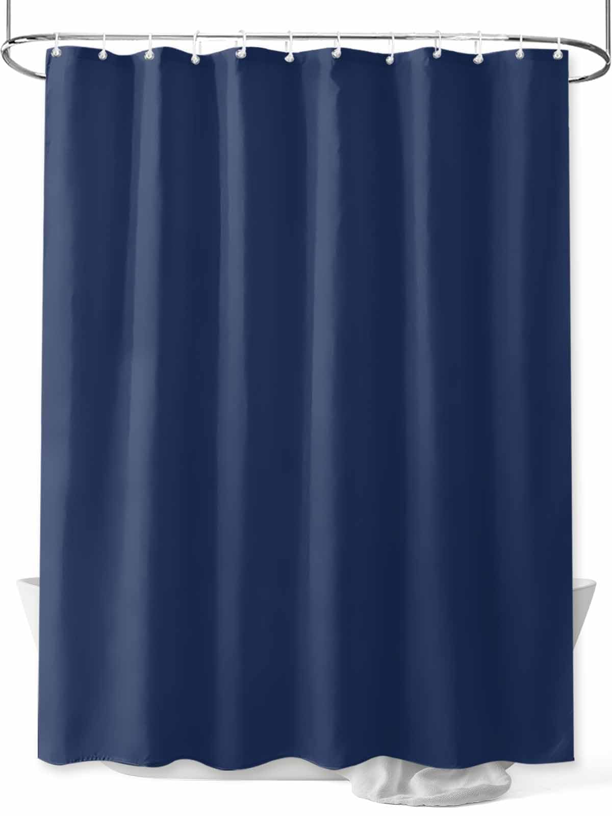Cortina de ducha azul marino, 200 x 210 cm, calidad hotelera, impermeable, poliéster, ligera y de secado rápido, resistente a la corrosión, ojales con ganchos para una fácil instalación