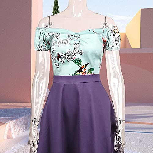 Image of YARN & INK Women's Rockabilly Tops 1950s Pinup Shirt Casual Off Shoulder Vintage Blouse