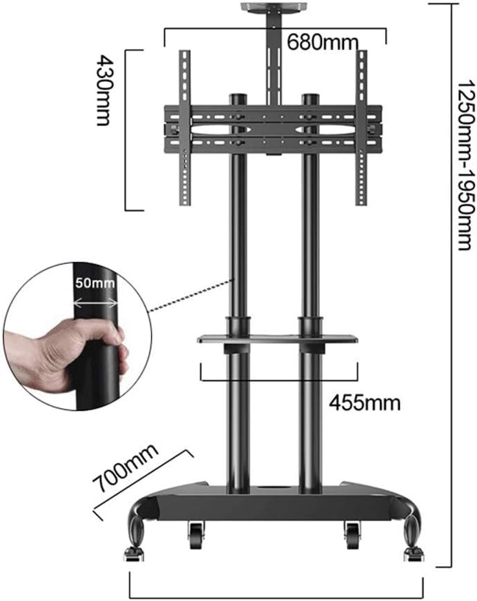 Soporte móvil para TV de pie con base resistente miniatura 2