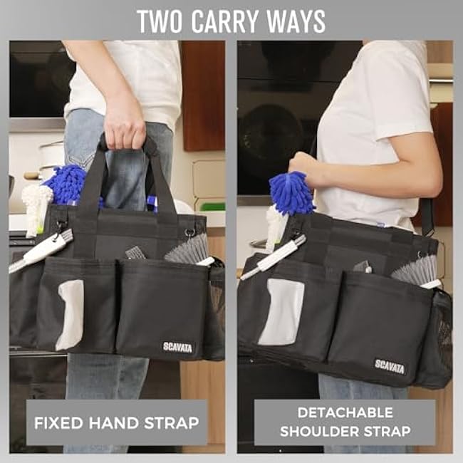 Small Compact Cleaning Caddy Tool Organizer Bag Black for Housekeepers