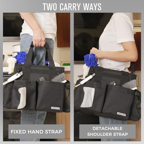 Compact Wearable Cleaning Caddy, Small Supplies Organizer with Handle & Shoulder Straps for Housekeepers, Under Sink & Car Cleaning Tool Organizer Bag (Black) - Image 7