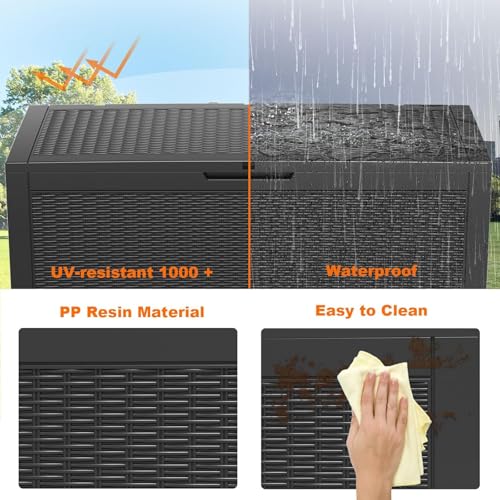 Patiozen 100 Gallon Resin Large Deck Box, Lockable Patio Outdoor Storage Box For Furniture, Garden Tools And Tools Storage, Waterproof Outside Storage Box thumb #6