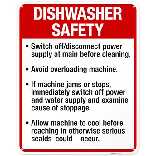 Dishwasher Safety Guidelines Sign, 24x30 Inches, 55 mil Thick HDPS (high Density polystyrene), Made in USA