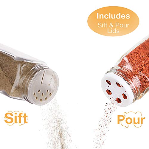 MEckily 24er Set Gewürzglas- Gewürzgläser Quadratische Glasbehälter Füllmenge 120 ml,10,5 x 4,3 cm Luftdichte Kappe… - Image 6