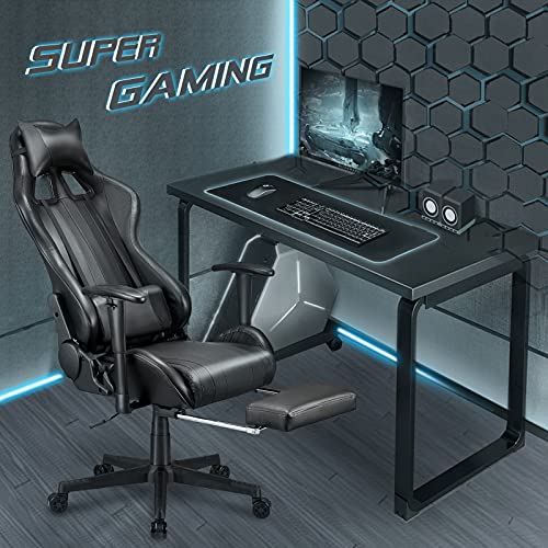 Soontrans-Silla-Gamer-Ergonomica-Silla-Gaming-con-Reposapies-Reposacabeza-y-Cojin-Lumbar-Reposabrazos-Ajustable-Mecanismo-de-Inclinacion-Carga-maxima-de-150-kg-Negro