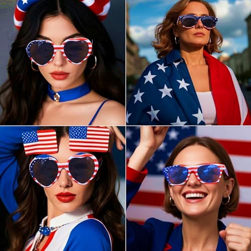 Eyegla Bulk American Sunglasses USA Flag Sunglasses Classic Patriotic Sunglasses 4th of July Party Supplies2
