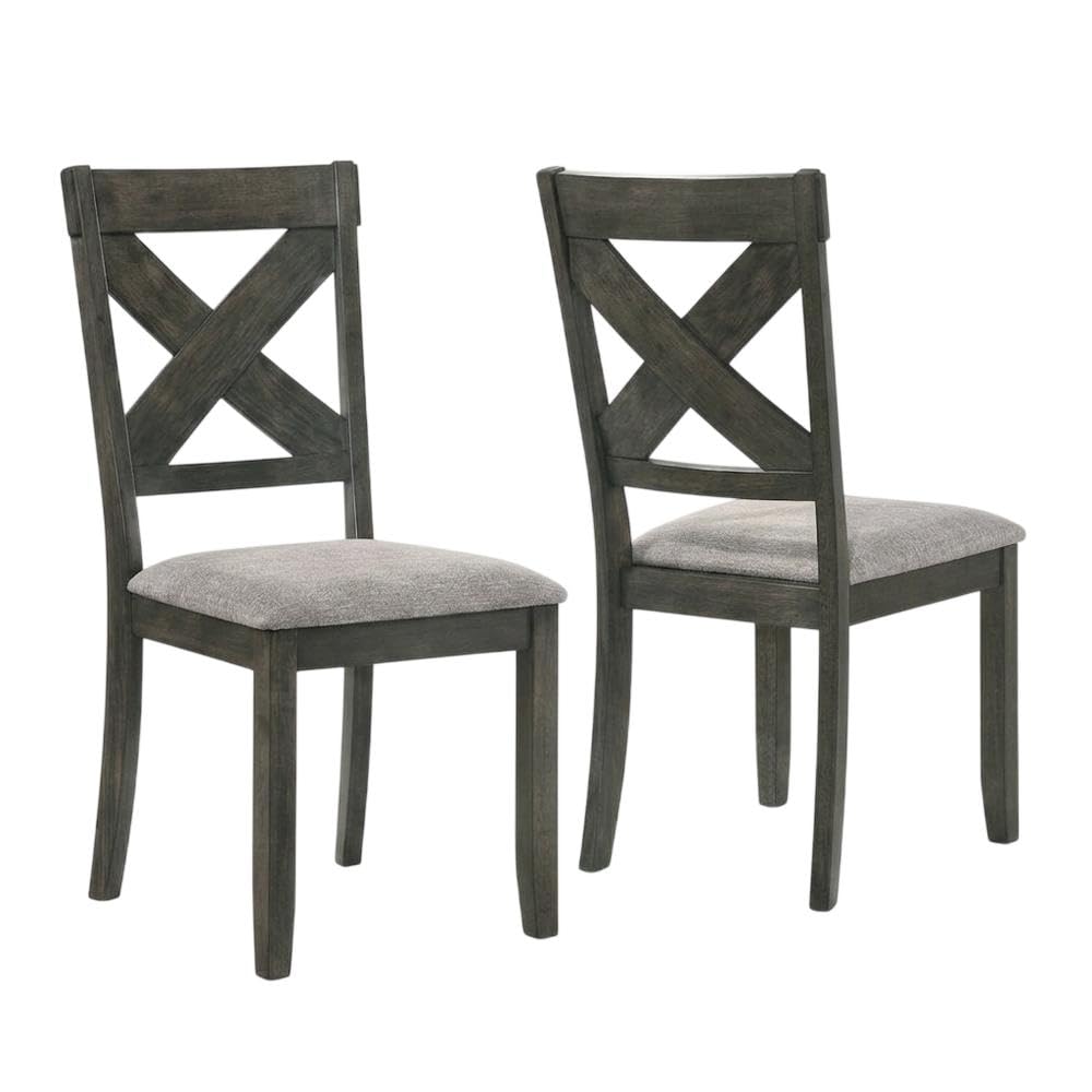Solid Wood Fabric-Upholstered Side Chairs Set of by Starlight Canyon Home – Solid Wood, Fabric, Brown, Pack of 2