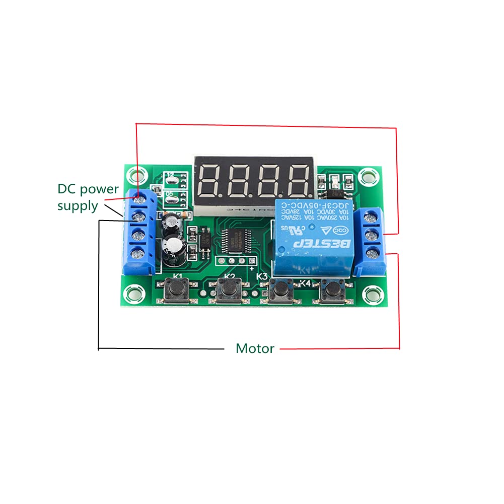 Modulo Timer Ciclico Digitale 12V Display LED Regolabile per Automazione Industriale e Controllo